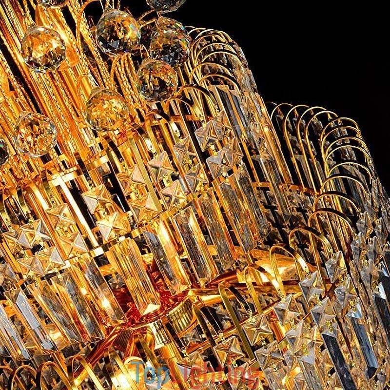 Elegant Crystal Empire Chandelier European Luxury Long Pendant