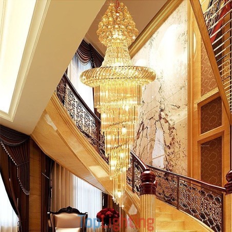 Luxury Crystal Chandelier Modern European Graceful Long Pendant Duplex Staircase Luxury Crystal Chandelier Modern European Graceful Long Pendant Duplex Staircase
