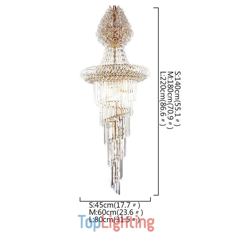 Luxury Crystal Chandelier Modern European Graceful Long Pendant Duplex Staircase
