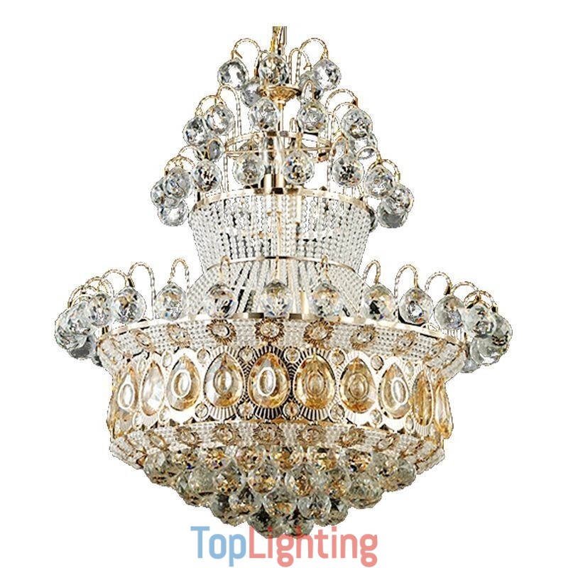Modern Gold Empire Chandelier Simple Crystal Pendant Light