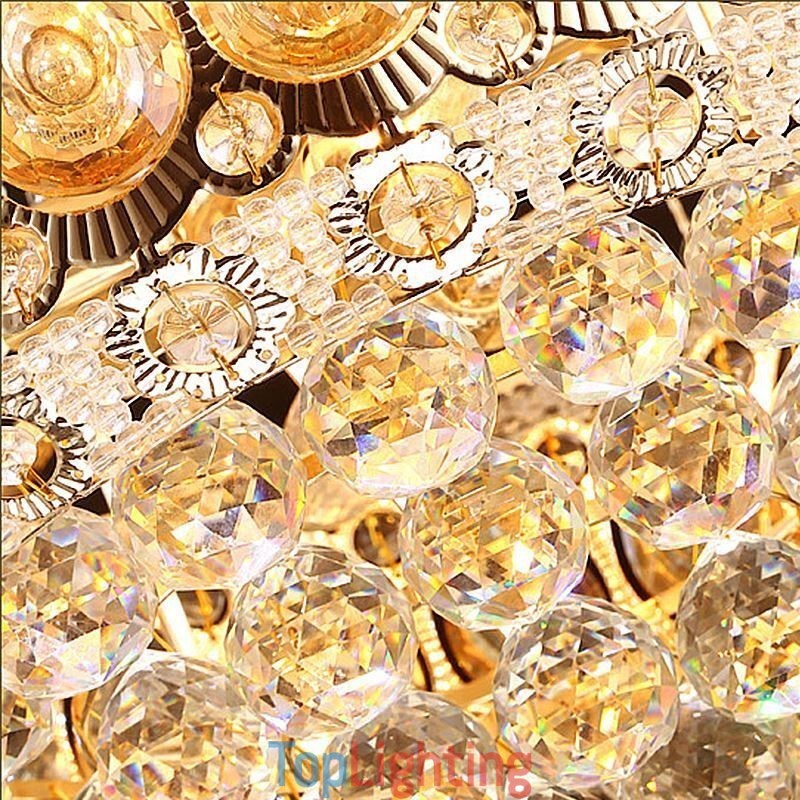 Modern Gold Empire Chandelier Simple Crystal Pendant Light