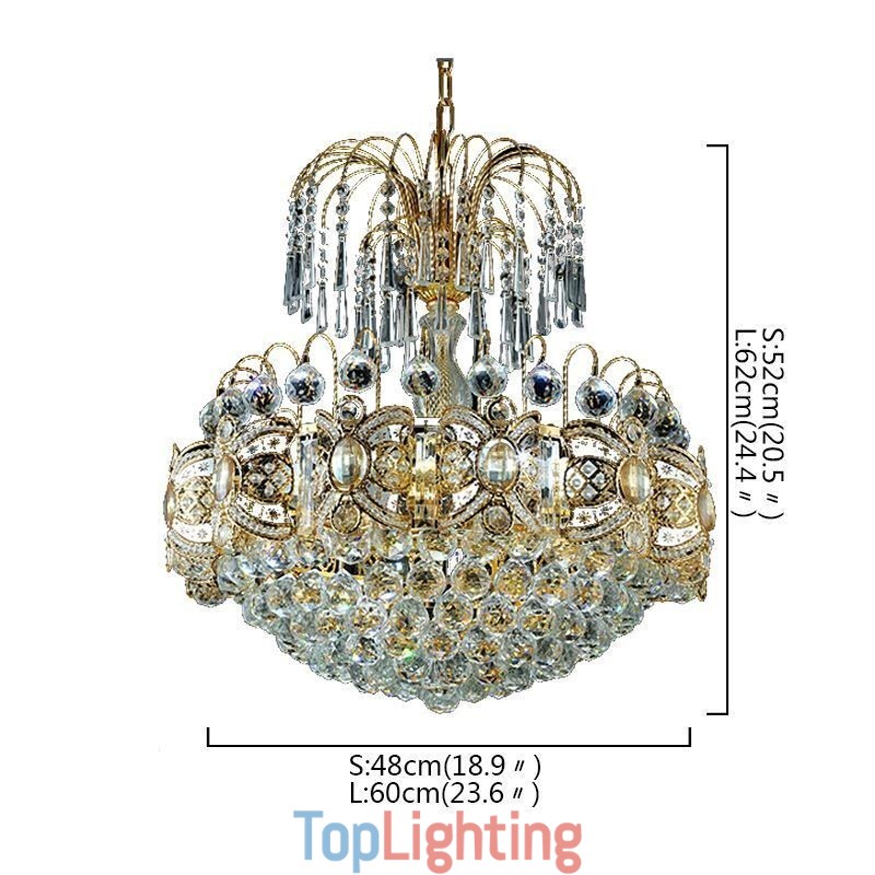 Graceful Crystal Chandelier Classic Gold Colour Pendant Light