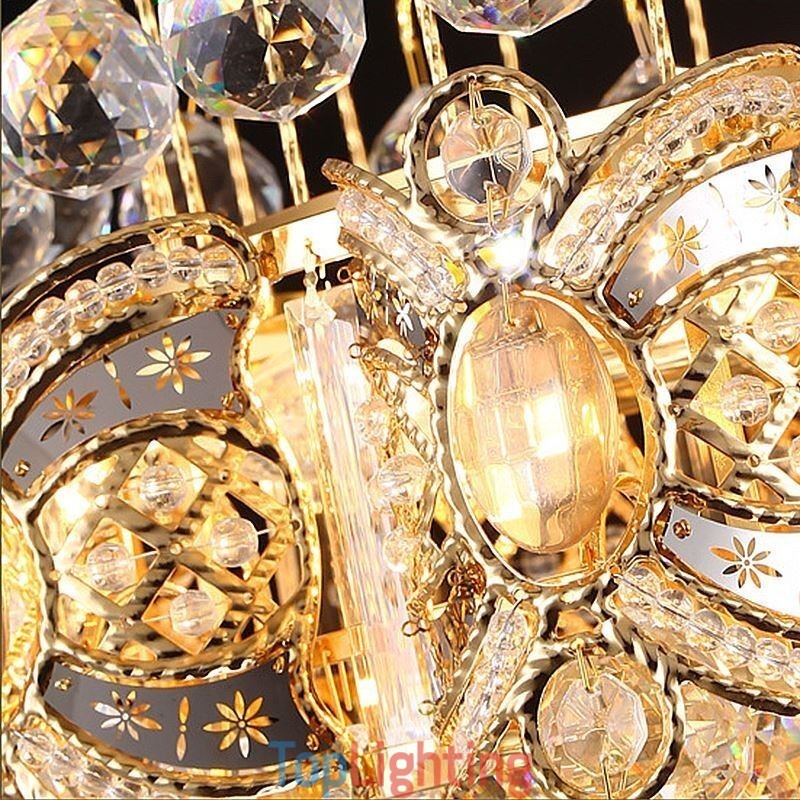 Graceful Crystal Chandelier Classic Gold Colour Pendant Light