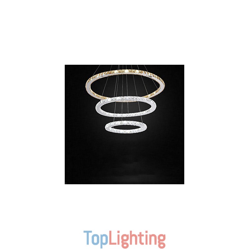 Pendant Lamps Amber and Clear K9 Crystal Chandelier Lights Lighting with 3 Ring