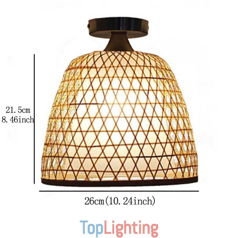 Bamboo Semi Flush Mount Creative Round Ceiling Light Vestibule Lighting