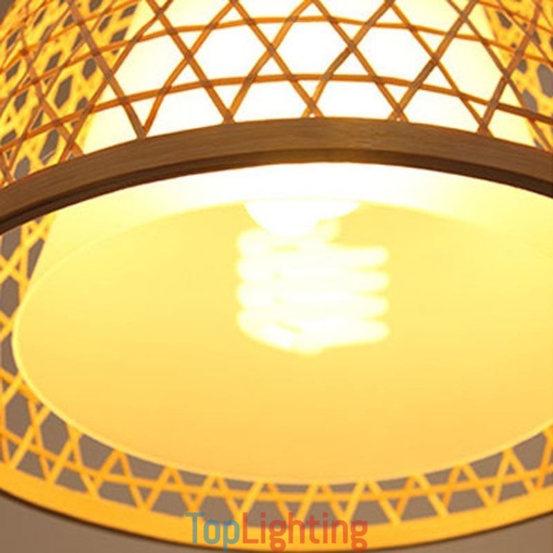 Bamboo Semi Flush Mount Creative Round Ceiling Light Vestibule Lighting