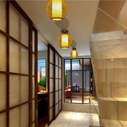 Unique Semi Flush Mount Creative Round Bamboo Ceiling Light Porch Lighting
