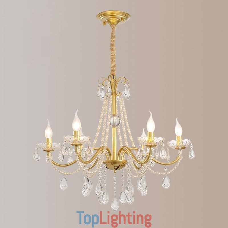 American Crystal Pendant Light Country Style Creative Iron Art Ceiling Light