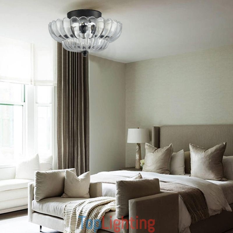 Modern Simple Flush Mount Lotus Base Ceiling Lamp