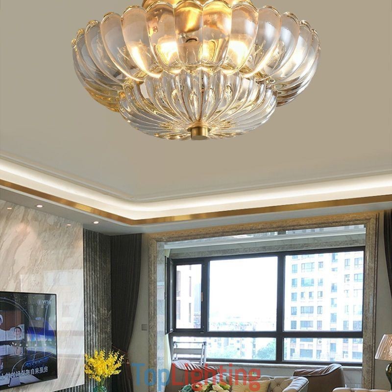 Modern Flush Mount Lotus Base Ceiling Light
