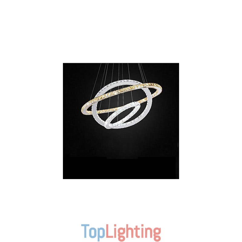 Pendant Lamps Amber and Clear K9 Crystal Chandelier Lights Lighting with 3 Ring