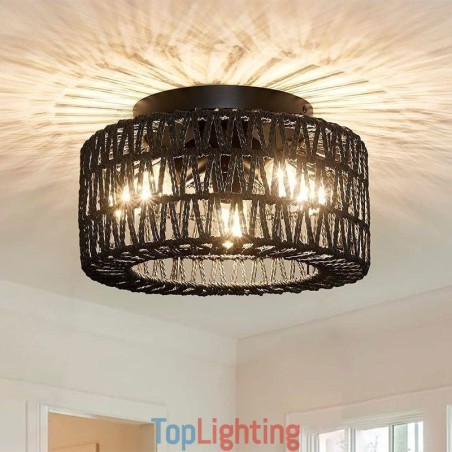 Country Style Flush Mount American Woven Cage Ceiling Light Country Style Flush Mount American Woven Cage Ceiling Light