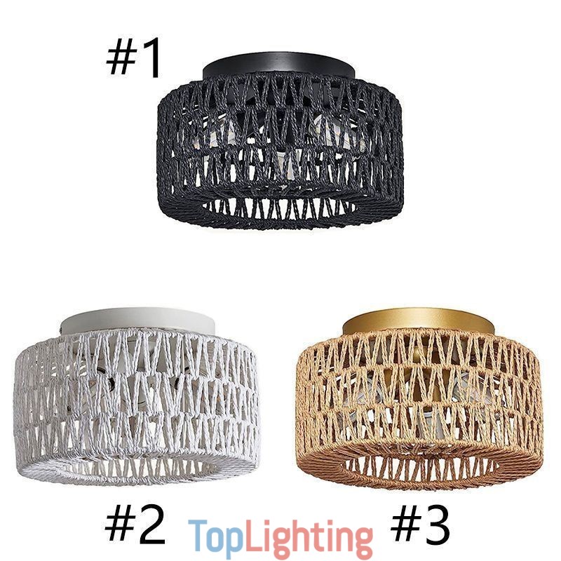Country Style Flush Mount American Woven Cage Ceiling Light