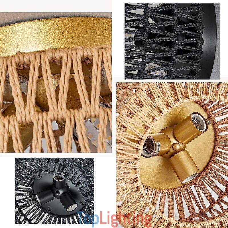 Country Style Flush Mount American Woven Cage Ceiling Light
