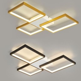 Flush Mount Minimalist 3 Square Ceiling Light Stepless Dimmable With Remote Control 60W