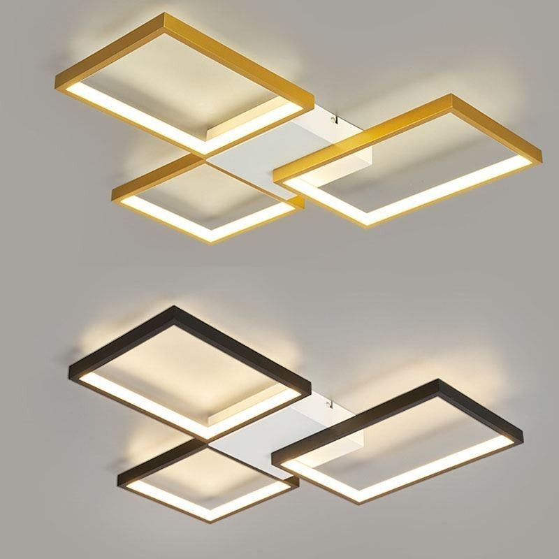 Flush Mount Minimalist 3 Square Ceiling Light Stepless Dimmable With Remote Control 60W