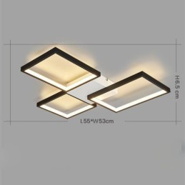 Flush Mount Minimalist 3 Square Ceiling Light Stepless Dimmable With Remote Control 60W