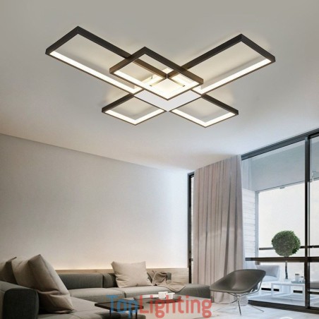 Minimalist Flush Mount Five Square Ceiling Light Stepless Dimmable With Remote Control 92W Minimalist Flush Mount Five Square Ceiling Light Stepless Dimmable With Remote Control 92W