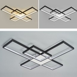 Minimalist Flush Mount Five Square Ceiling Light Stepless Dimmable With Remote Control 92W