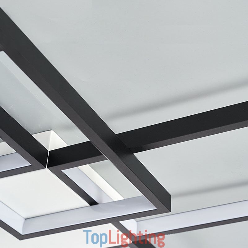 Minimalist Flush Mount Five Square Ceiling Light Stepless Dimmable With Remote Control 92W