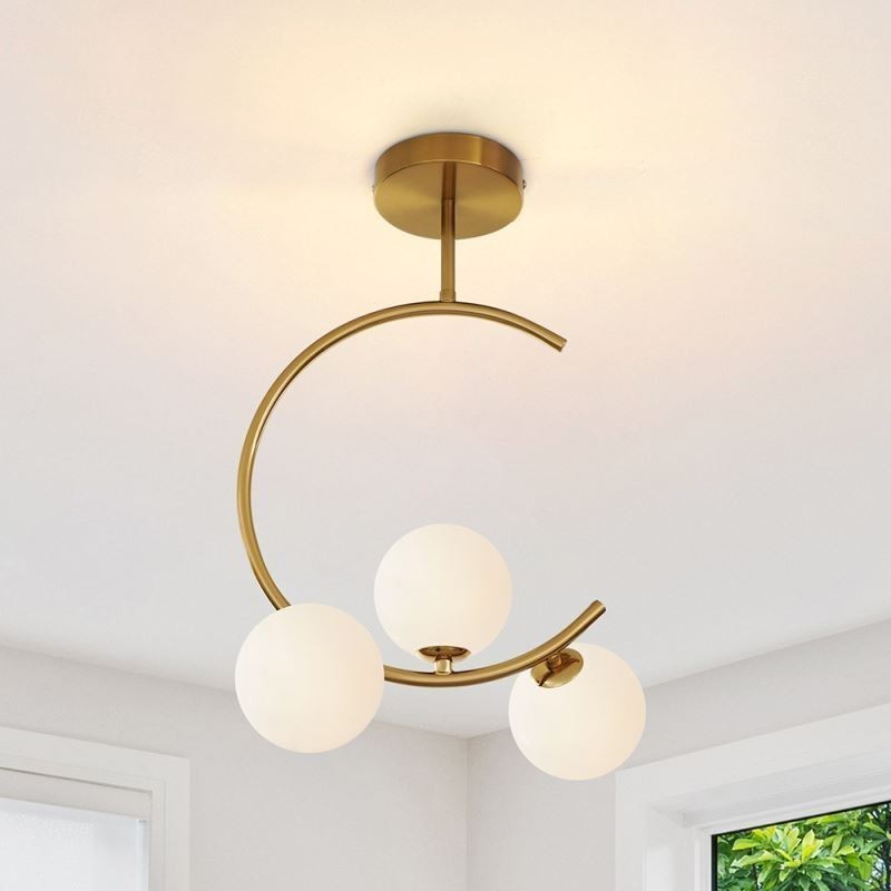 Modern And Simple Flush Mount Three Head Milky White Glass Ceiling Light G9 5W