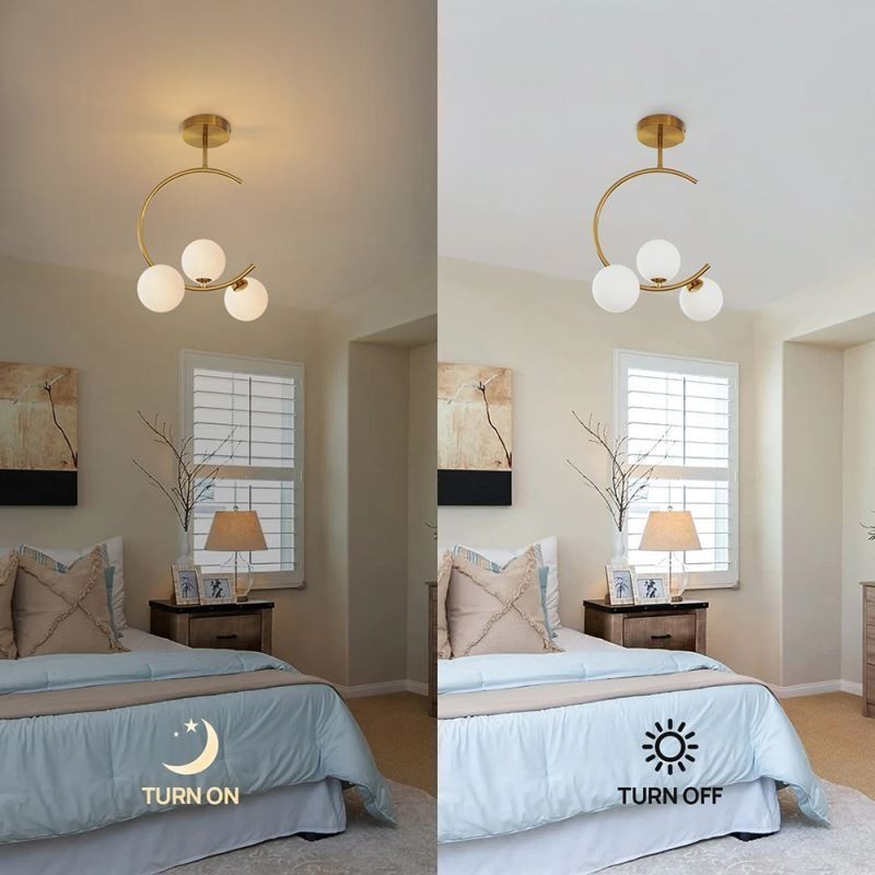 Modern And Simple Flush Mount Three Head Milky White Glass Ceiling Light G9 5W