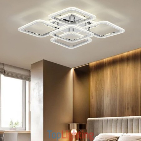 Flush Mount Chrome Acrylic Square Ceiling Light 5 Lights Flush Mount Chrome Acrylic Square Ceiling Light 5 Lights