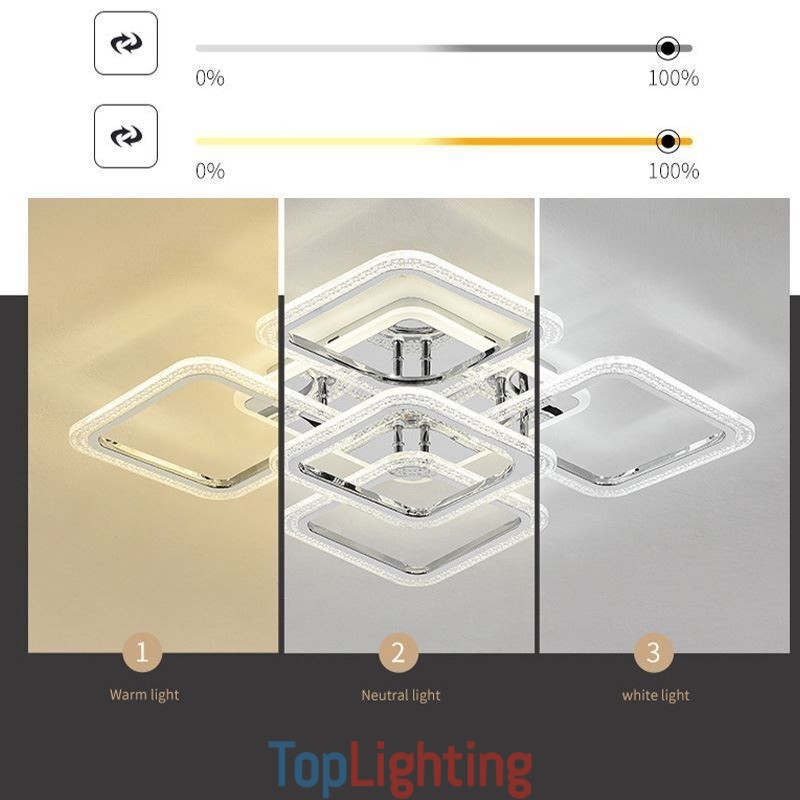 Flush Mount Chrome Acrylic Square Ceiling Light 5 Lights