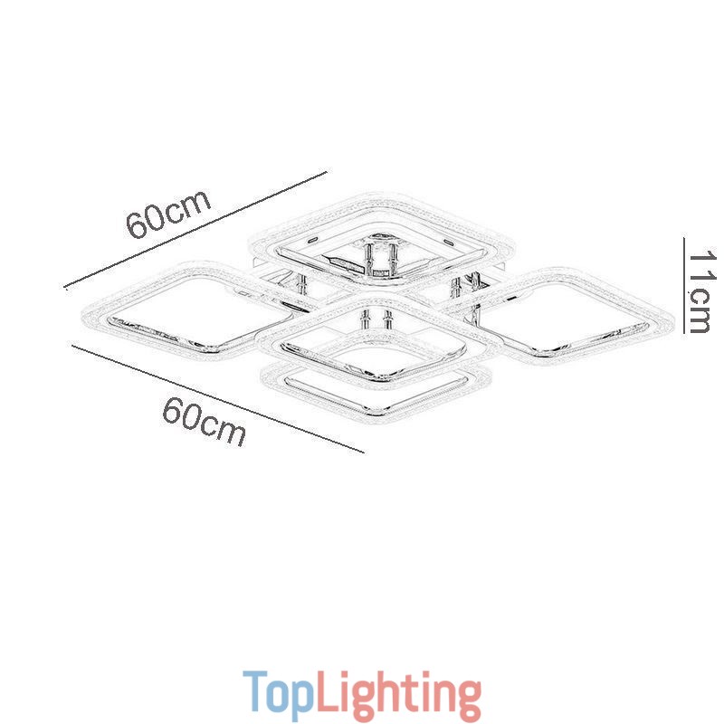 Flush Mount Chrome Acrylic Square Ceiling Light 5 Lights