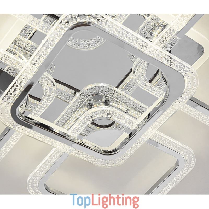Flush Mount Chrome Acrylic Square Ceiling Light 5 Lights