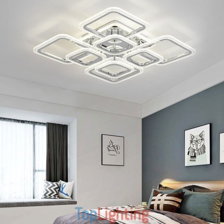 Flush Mount Acrylic Square Ceiling Light Chrome 8 Lights Flush Mount Acrylic Square Ceiling Light Chrome 8 Lights