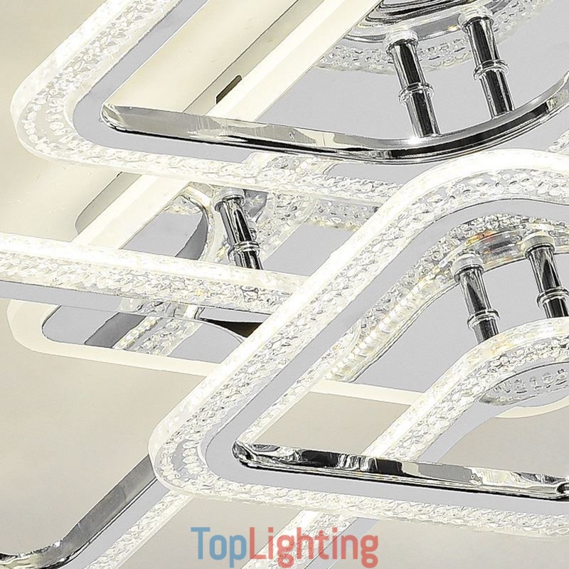 Flush Mount Acrylic Square Ceiling Light Chrome 8 Lights