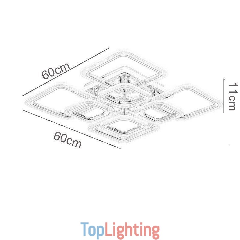 Flush Mount Acrylic Square Ceiling Light Chrome 8 Lights