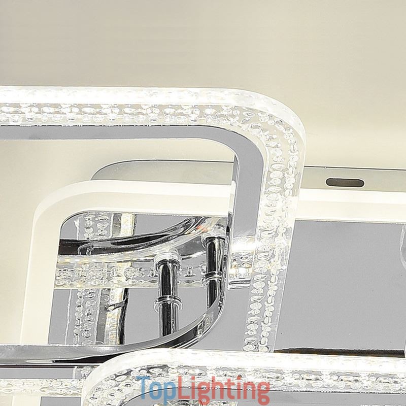 Flush Mount Acrylic Square Ceiling Light Chrome 8 Lights