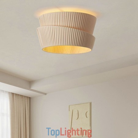 Wabi Sabi Flush Mount French Cream Style Double Layer Fabric Lampshade Ceiling Lamp Wabi Sabi Flush Mount French Cream Style Double Layer Fabric Lampshade Ceiling Lamp
