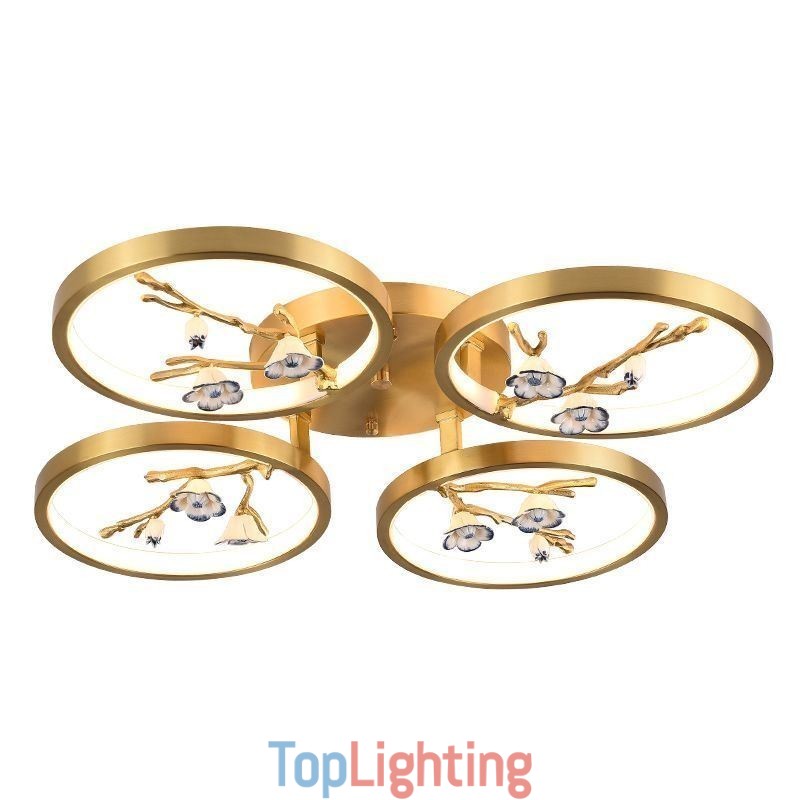 Flush Mount Copper Art Branch Plum Blossom Ceiling Light