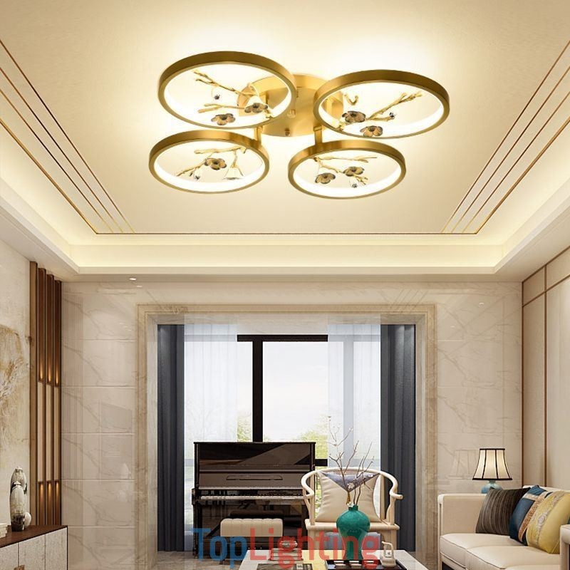Flush Mount Copper Art Branch Plum Blossom Ceiling Light