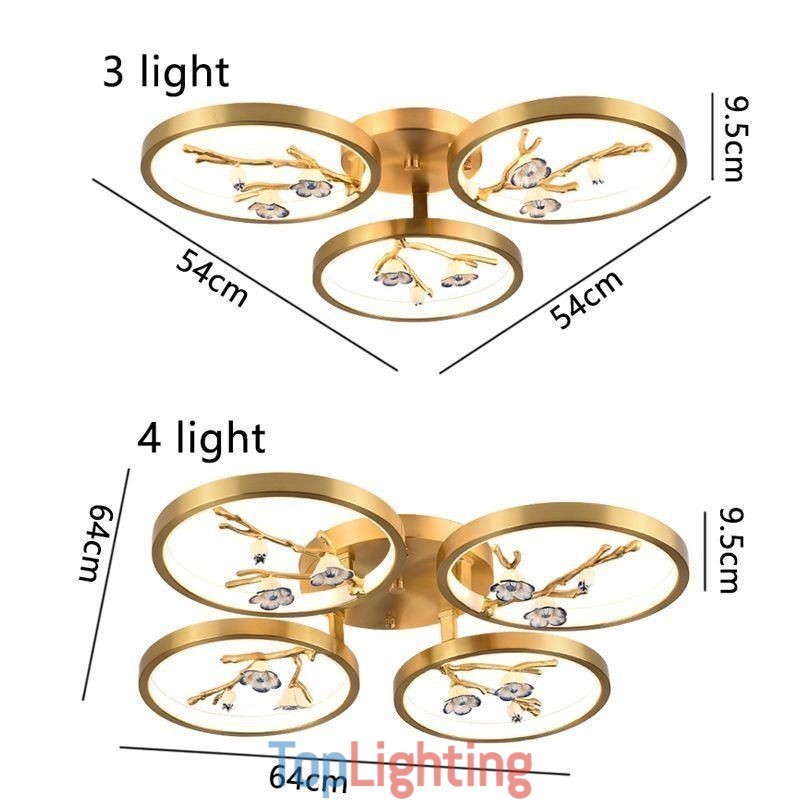 Flush Mount Copper Art Branch Plum Blossom Ceiling Light