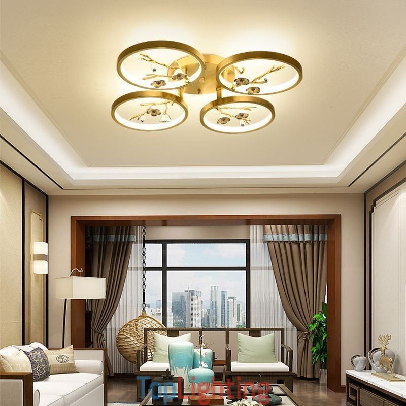 Flush Mount Copper Art Branch Plum Blossom Ceiling Light