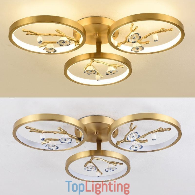 Flush Mount Copper Art Branch Plum Blossom Ceiling Light