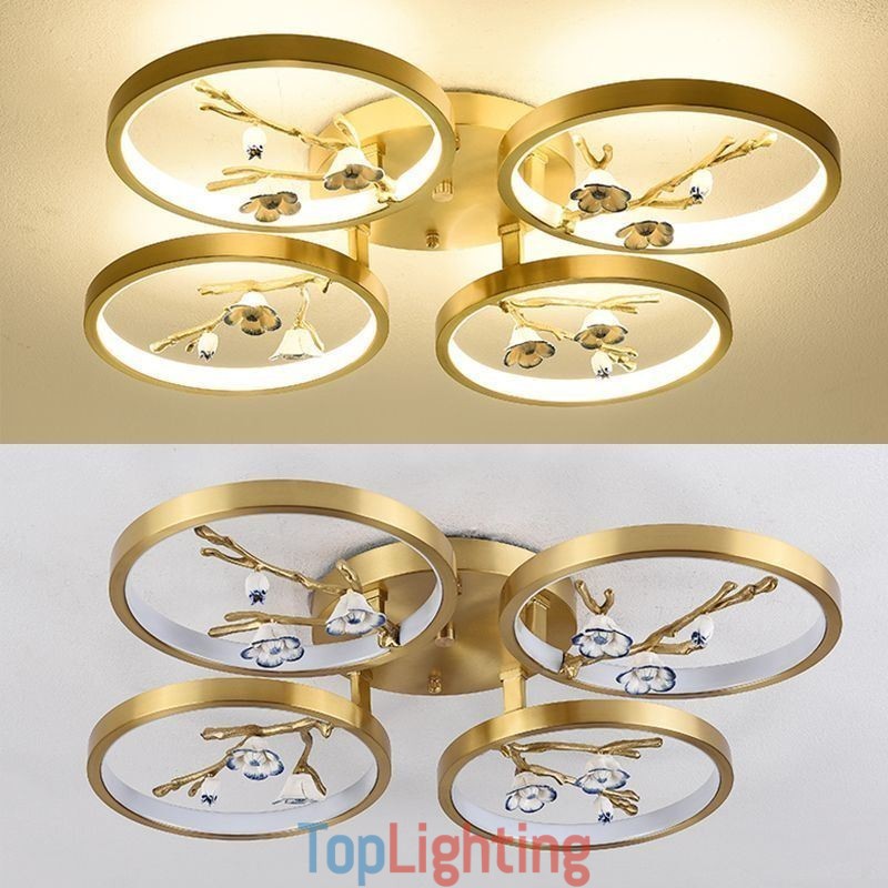 Flush Mount Copper Art Branch Plum Blossom Ceiling Light