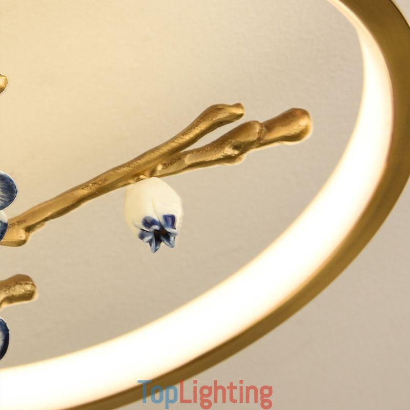 Flush Mount Copper Art Branch Plum Blossom Ceiling Light