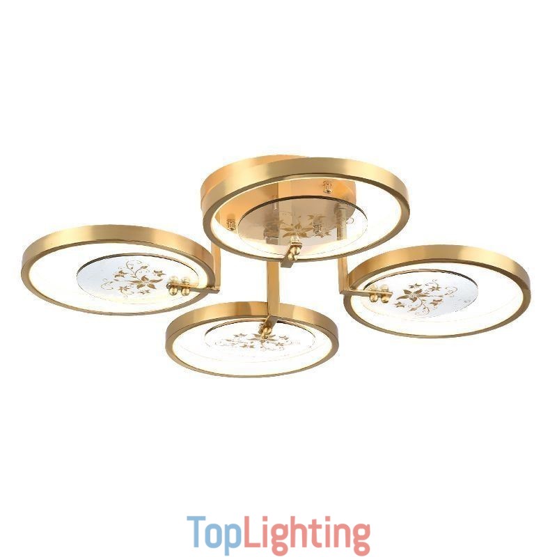 Flush Mount Acrylic Copper Art Printing Ceiling Light