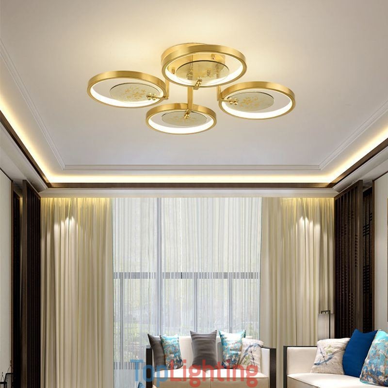 Flush Mount Acrylic Copper Art Printing Ceiling Light