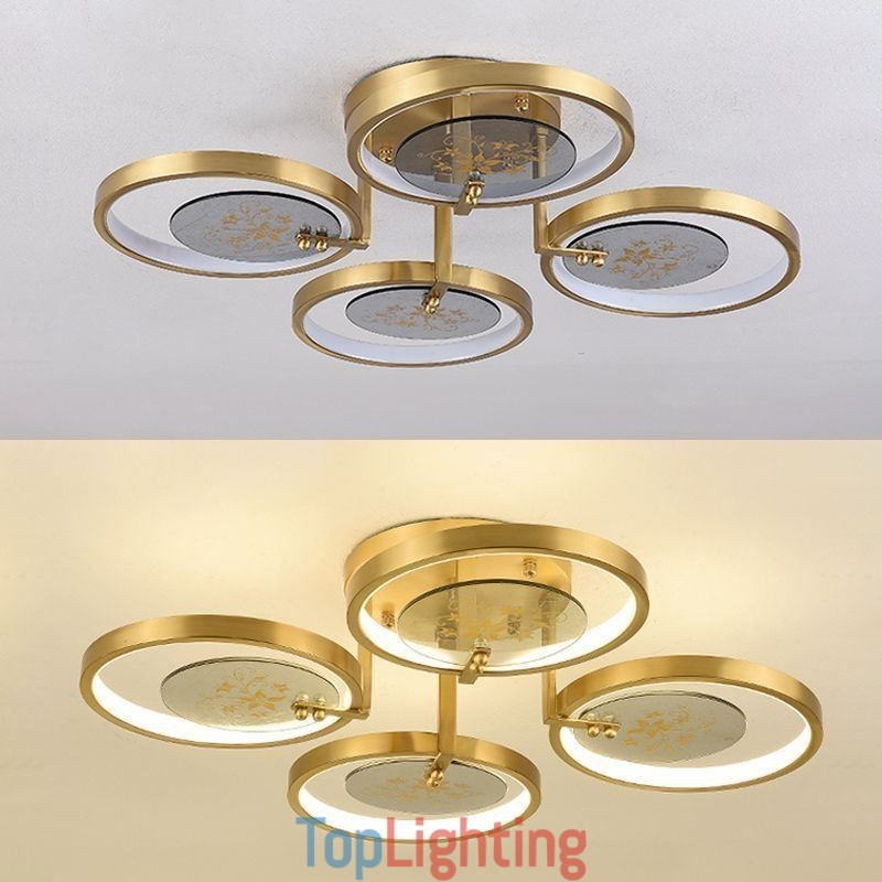 Flush Mount Acrylic Copper Art Printing Ceiling Light