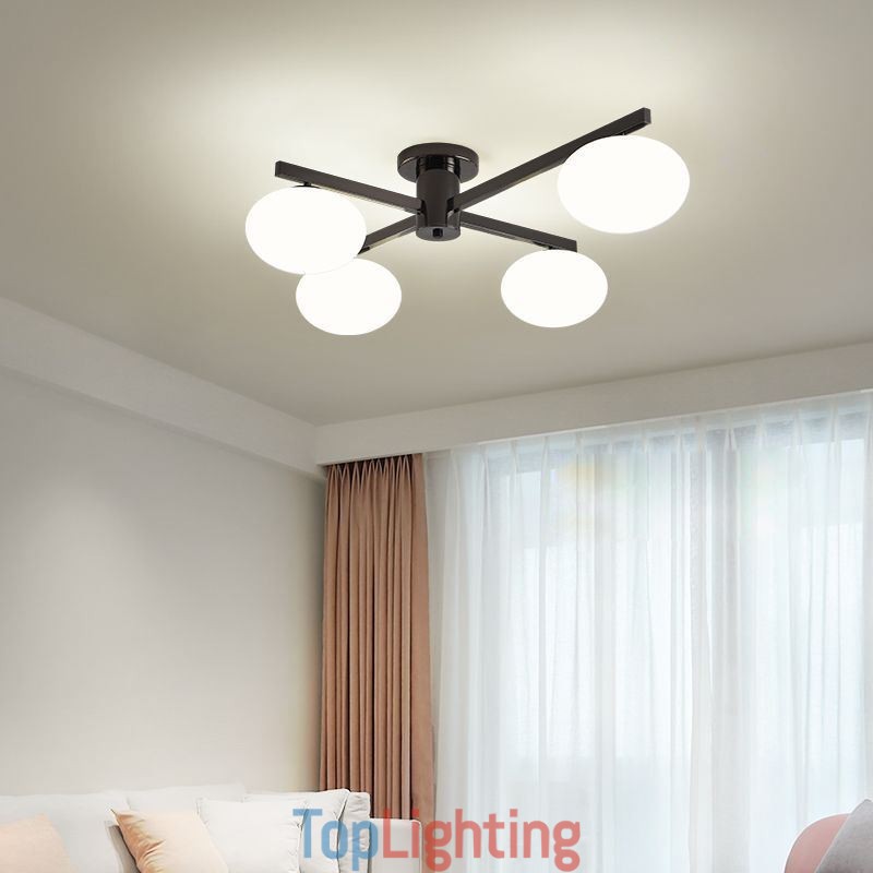 Nordic Glass Flush Mount Creative Wrought Iron Ceiling Light