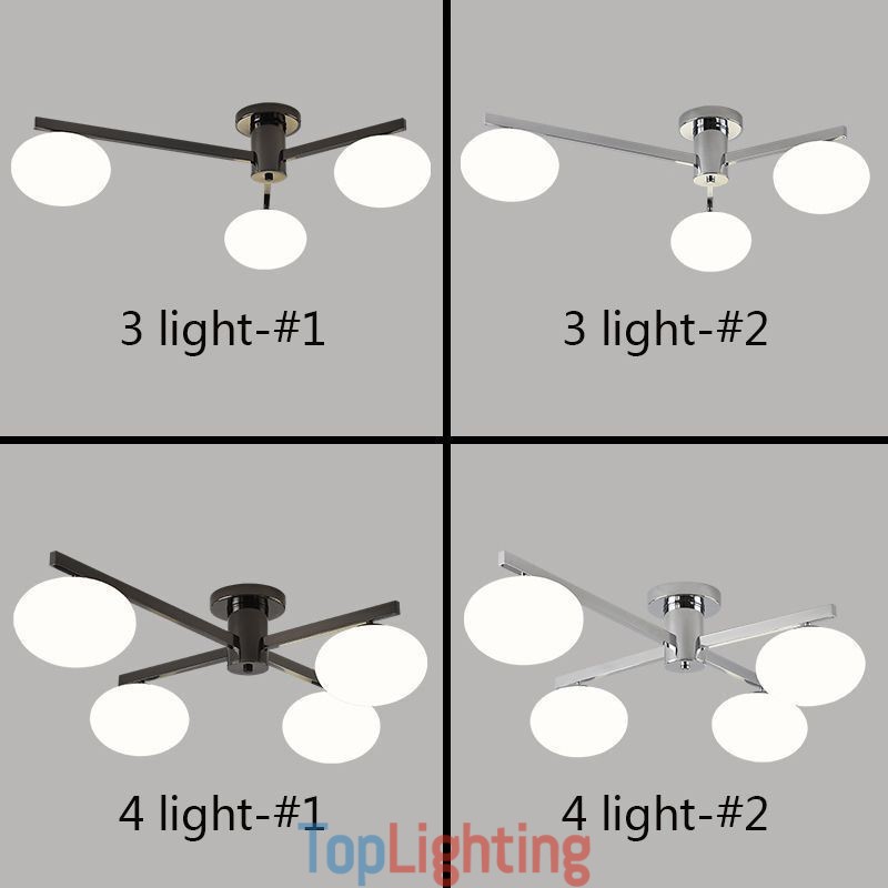 Nordic Glass Flush Mount Creative Wrought Iron Ceiling Light