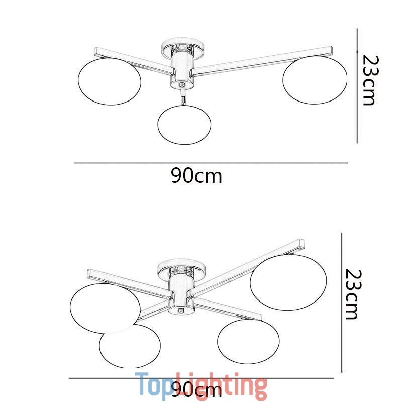 Nordic Glass Flush Mount Creative Wrought Iron Ceiling Light