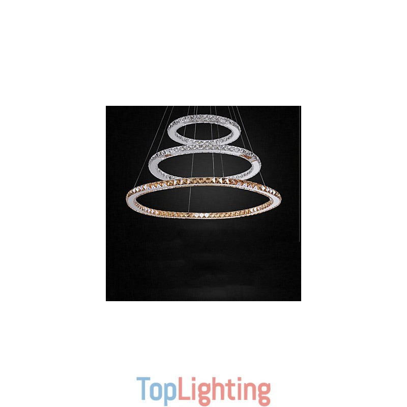 Pendant Lamps Amber and Clear K9 Crystal Chandelier Lights Lighting with 3 Ring