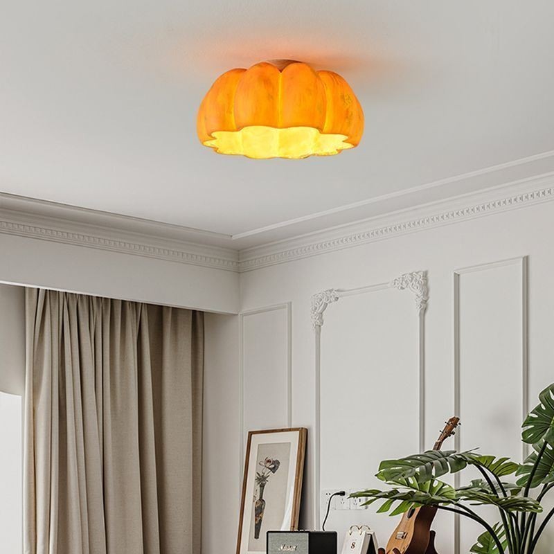 Single head Pumpkin Flush Mount Japanese Retro Ceiling Lights